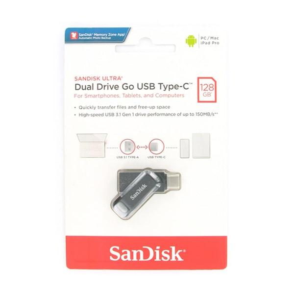 فلش سن دیسک Ultra USB 3.1 Dual Drive Go تایپ سی ظرفیت 128 گیگابایت – SDDDC3-128G-G46