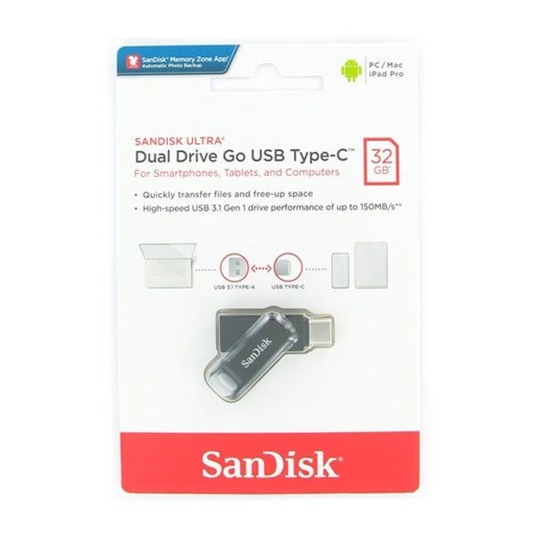 فلش سن دیسک Ultra USB 3.1 Dual Drive Go تایپ سی ظرفیت 32 گیگابایت – SDDDC3-32G-G46